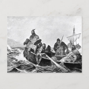 Vikings Landing in Island Illustration (1909) Vykort