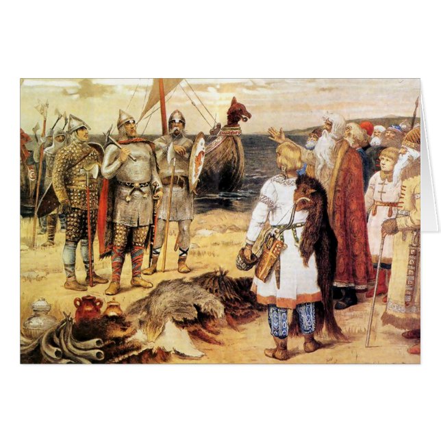 Vikings på kusten hälsningskort (Framsidan Horizontal)