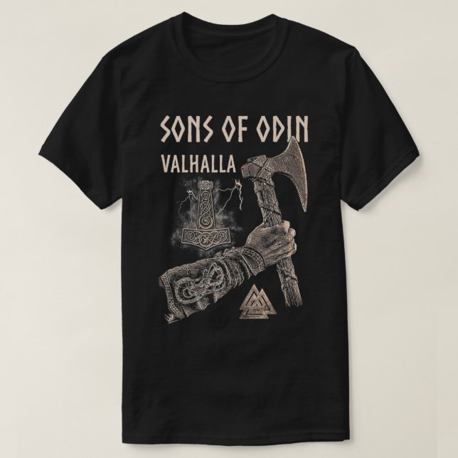 VIKINGS RISESONS OF ODIN Valhalla Vikings Norse Od T Shirt (Design framsida)