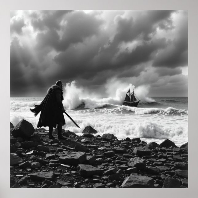 Vikings sista stativ - stenkolskonst av braveriet poster (Framsidan)