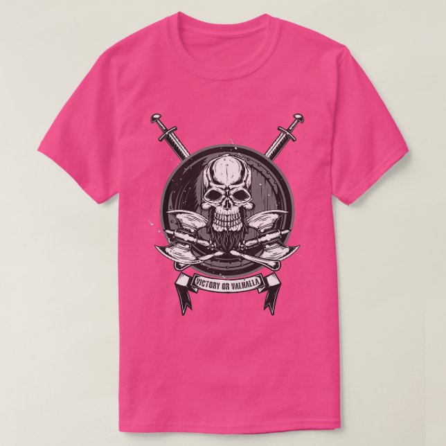 Vikings Skull Shieldmaiden med axlar Victory eller T Shirt (Design framsida)
