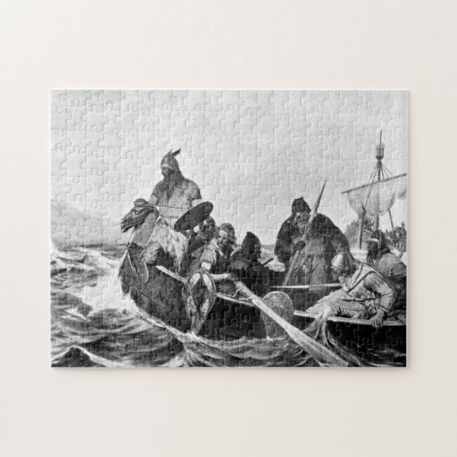 Vikings som landar i islandet Illustration (1909) Pussel (Horisontell)