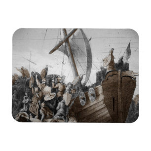 Vikings som stormar en barkass magnet
