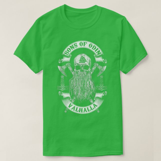 VIKINGS STIGA UPP-SONER AV ODIN- Vikings Nordish O T Shirt (Design framsida)