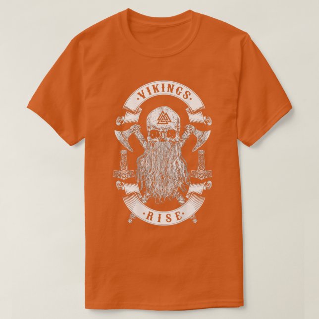 Vikings Stiga upp Viking Skull Beard Thor T Shirt (Design framsida)