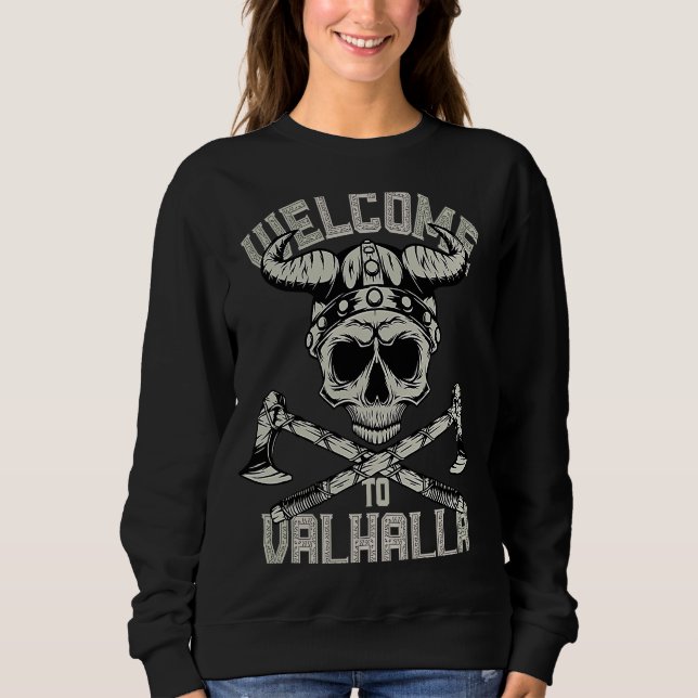 Vikings Welcome to Valhalla for Viking Northmen T Shirt (Framsida)