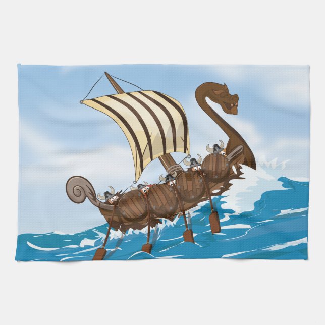 Vikingsskip Kökshandduk (Horisontell)
