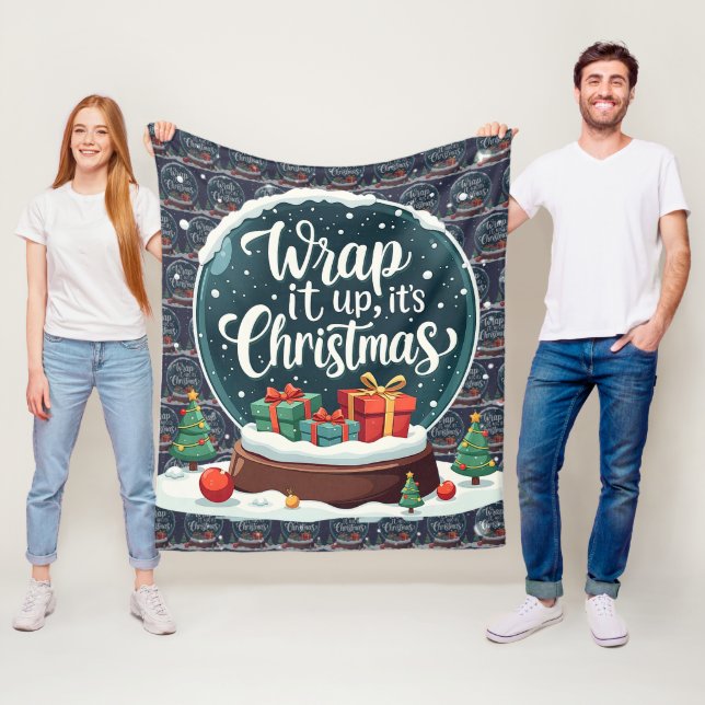 Vikla Det Upp Det Är Jul Snöglob Design Fleecefilt (På plats)
