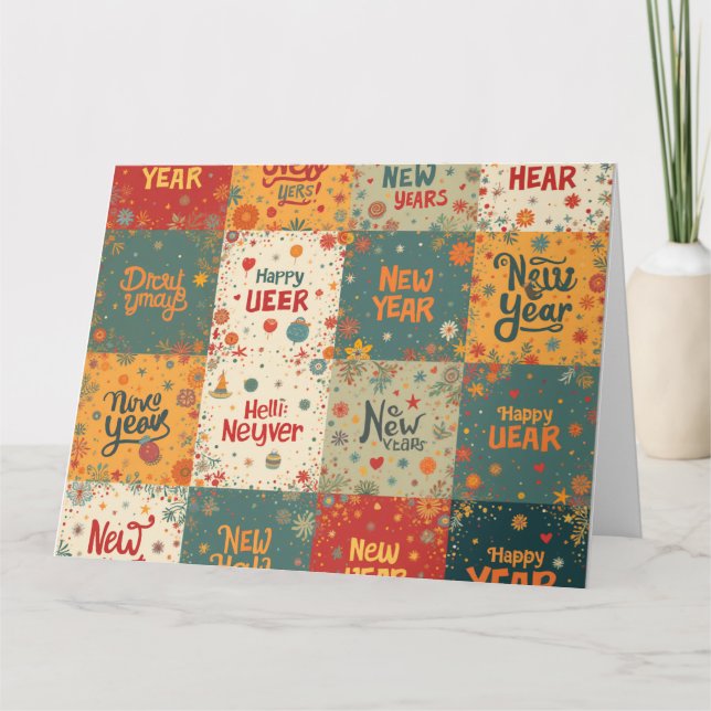 Viklad gratulationskort för nyår kort (Framsida)