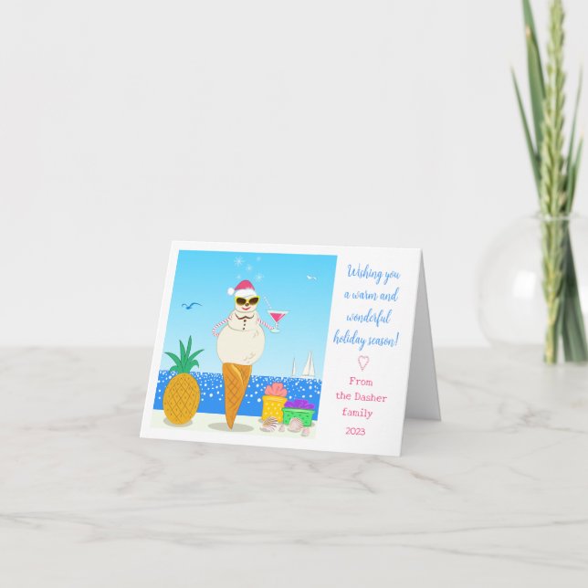 Viklad julkort med tropisk tomte helgkort (Framsida)