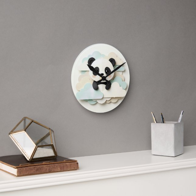 Vikt Baby Panda | Söt Origami  Rund Klocka (Kontor)