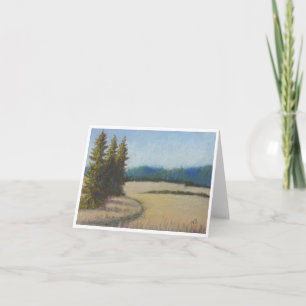 Vikt Blank Note Card Sommar Fält och Fir Träd Tack Kort