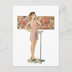 Vikt i vintageillustration vykort