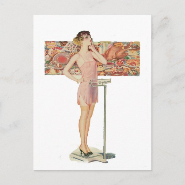 Vikt i vintageillustration vykort (Framsida)