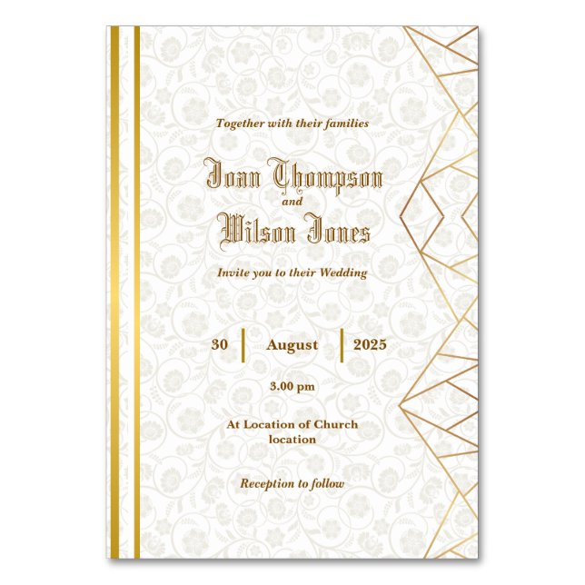 Vikt inbjudan bordsnummer (Framsidan)