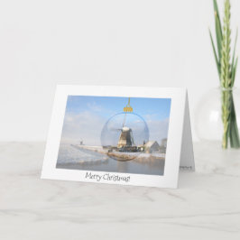 Vikt julklapp med glas boll och kvarn kort