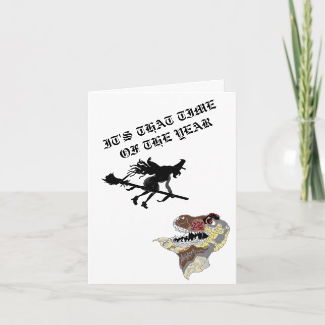 Vikt julkort: Dinosaurie Halloween Helgkort (Framsida)