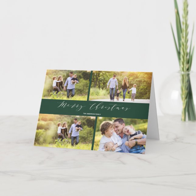 Vikt julkort för Grönt Vit kalligrafi Helgkort (Framsida)