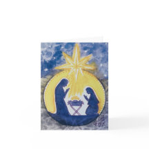 Vikt julkort, julkrubba, akvarelltryck