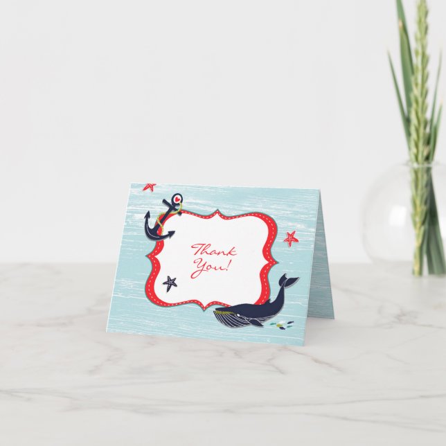 Vikt kort för tack Anchor Whale (Framsida)