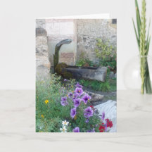 Vikt kort med Alpine Fontän och Flowers