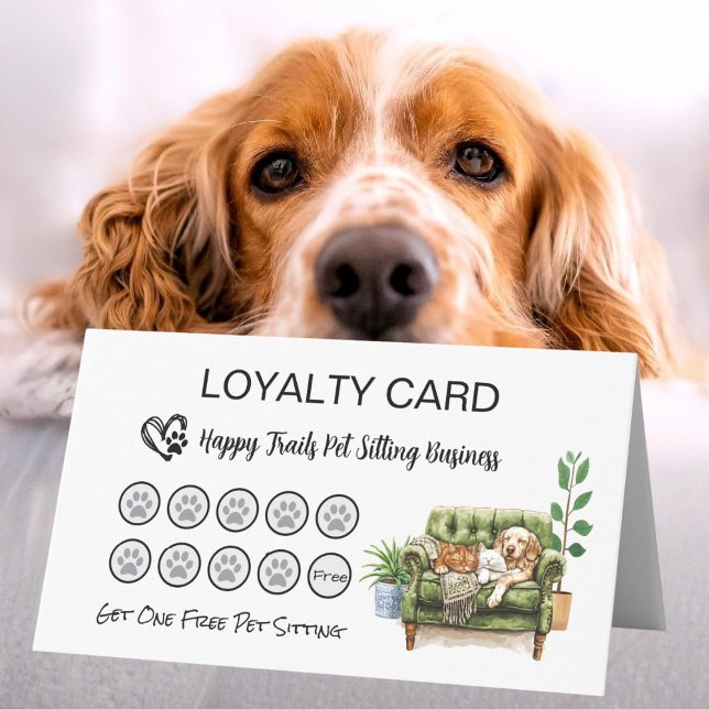 Vikt lojalitetskort för husdjursvakt och hundprome (loyalty card for pet sitter)