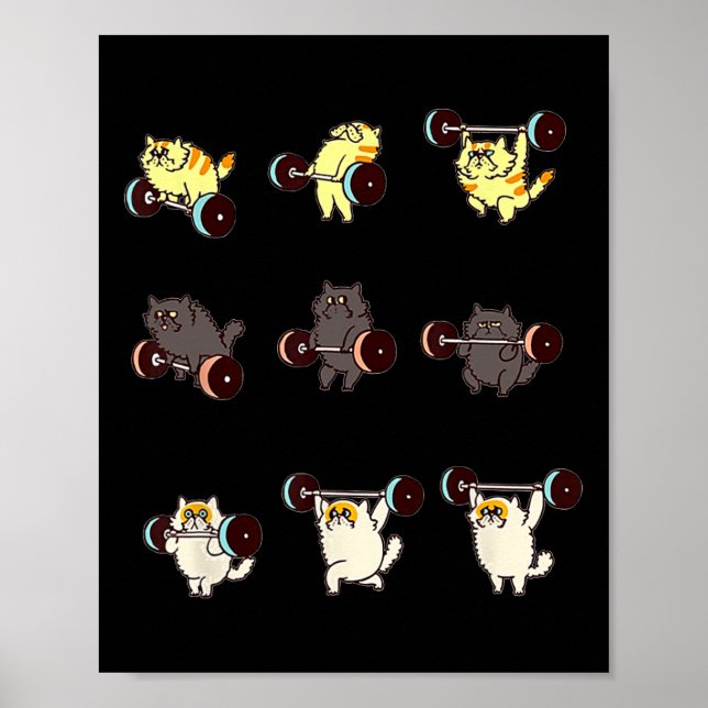 Vikt Lyftande katt Funny Gym Gift Tee Poster (Framsidan)