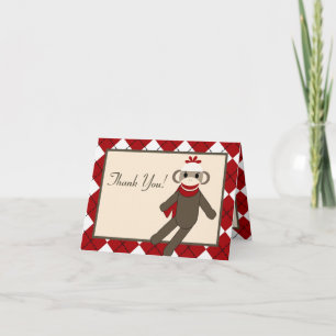 Vikt tack för ditt kort Red Sock monkey Argyle