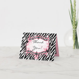 Vikt tacka dig att card flickaktigt fjärilszebra tack kort