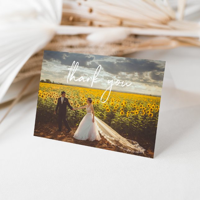 Vikt tackkort för Bröllop - vitt skript (Skapare uppladdad)