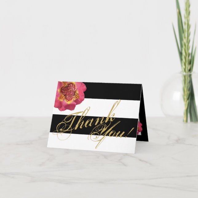 Vikt tackkort - Modern Rand Black White (Framsida)