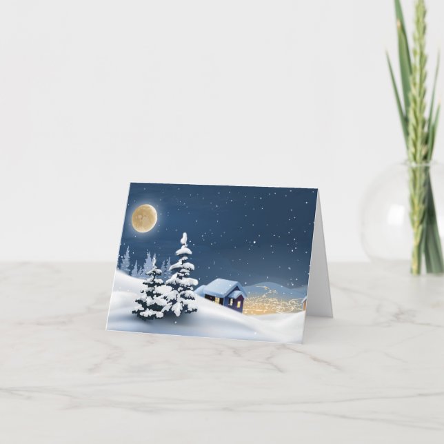 Vikt tackkort: "Snowing in the Byn" Tack Kort (Framsida)