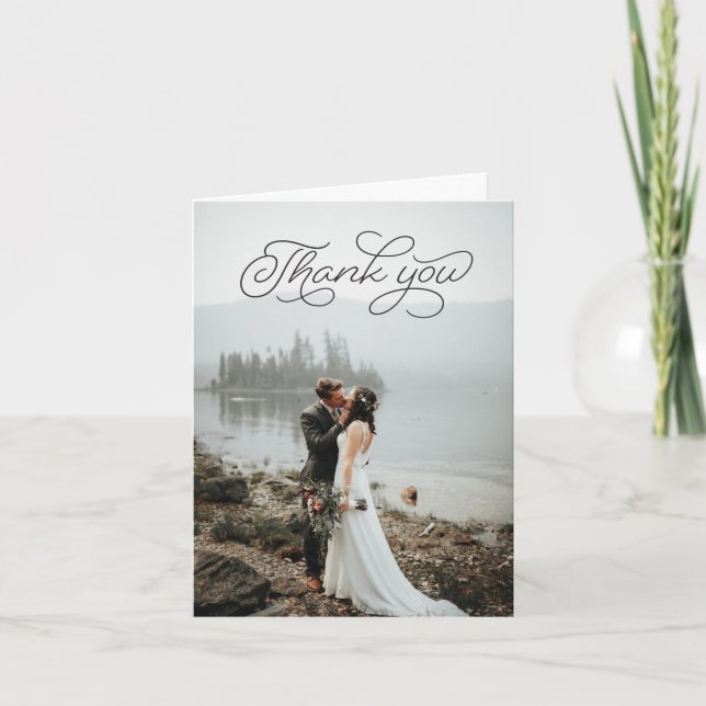 Vikt tackkort - svart skript (Framsida)