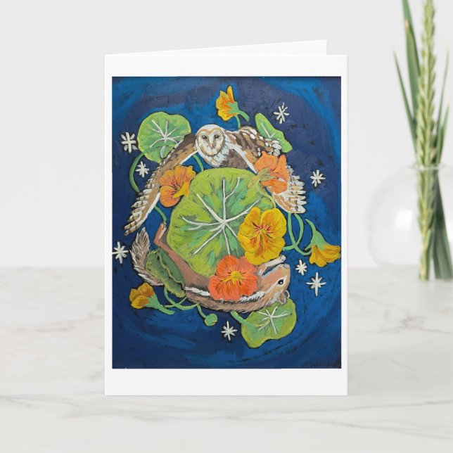 Vikt tackkort, uggla och chipmunk tack kort (Framsida)