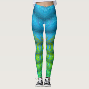 Vikt Vågar av Grönt och blå rektalAbstrakt Leggings