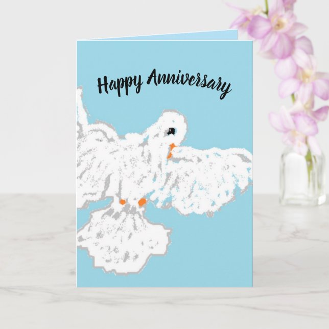 Vikt vykort : årsdagskort med duva (Orkide)