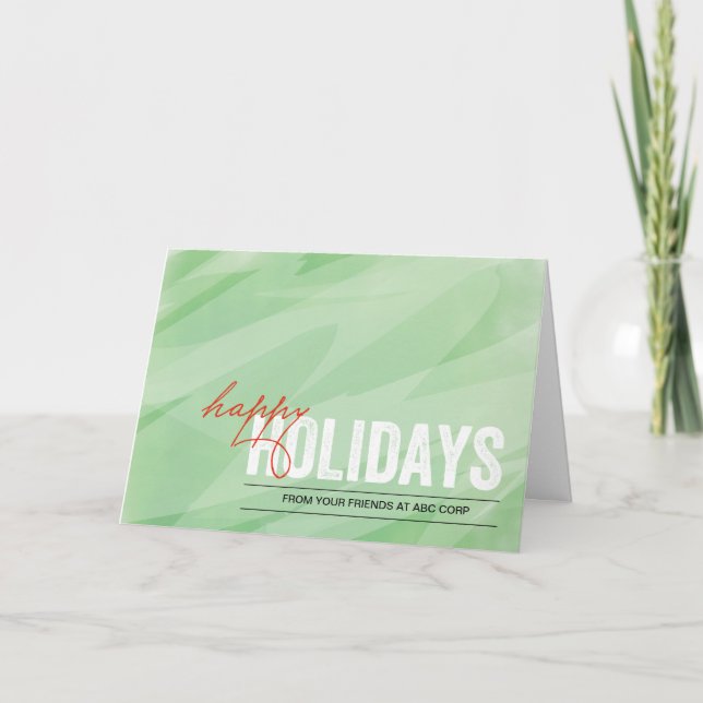 Vikta gröna vattenfärger helgkort (Framsida)