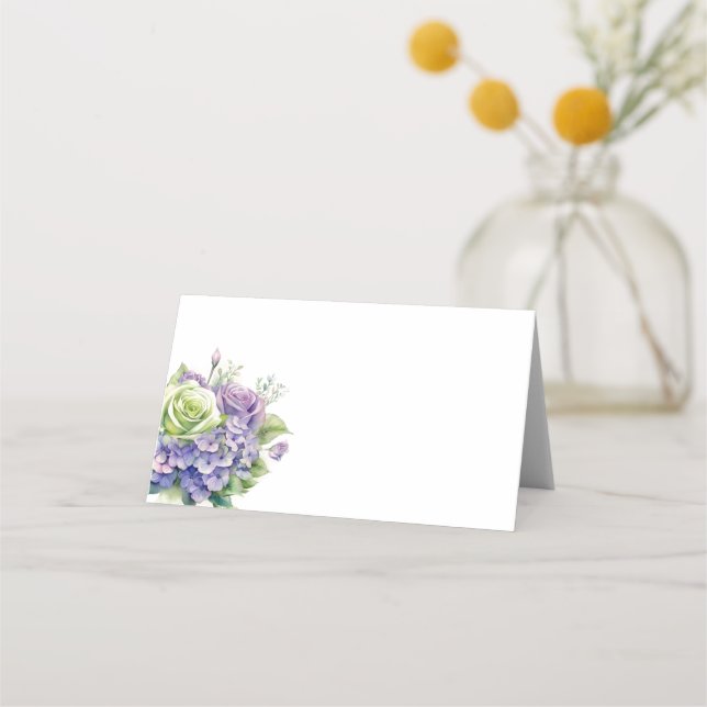 Vikta hydrangeas för Namn-platskort Placeringskort (Framsida)