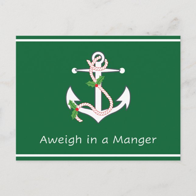 Vikta i en Grönt med Manger Post Card-jul Vykort (Framsida)