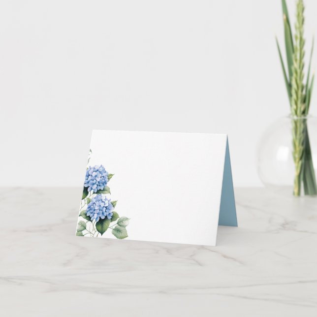 Viktad Namn-platskort - blå Hydrangeas Anteckningskort (Framsida)