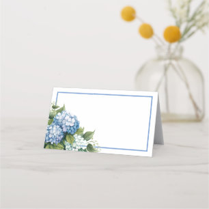 Viktad Namn-platskort - blå Hydrangeas Placeringskort