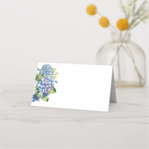 Viktad Namn-platskort - blå Hydrangeas Placeringskort