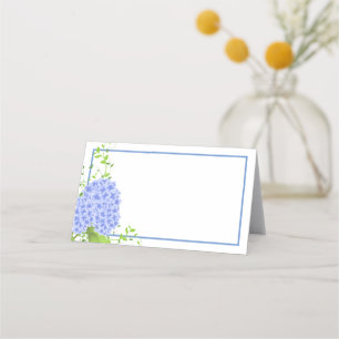Viktad Namn-platskort - blå Hydrangeas Placeringskort