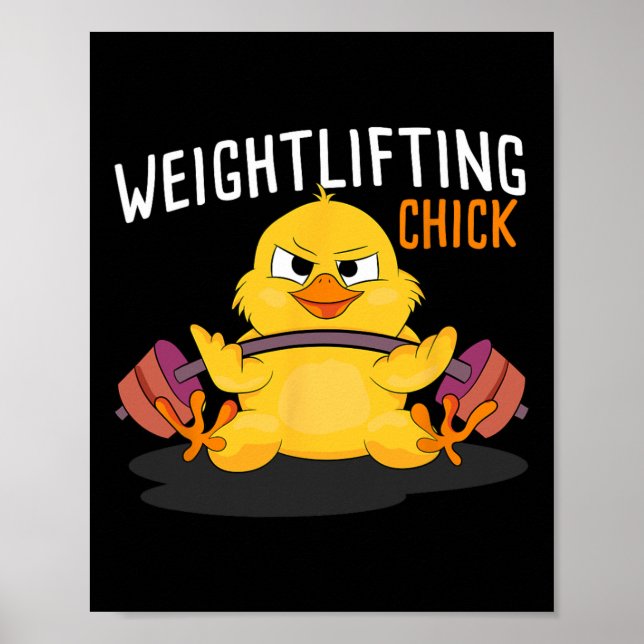 Viktande Chick Bodybuilding Workout Gym Kvinnor Poster (Framsidan)