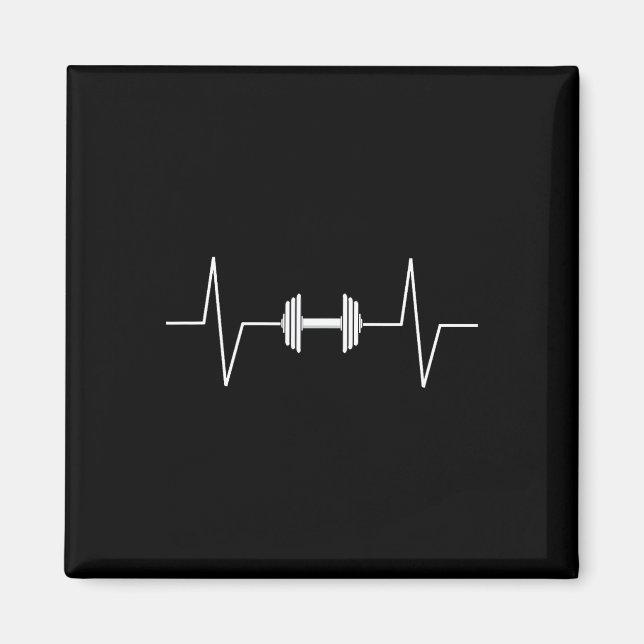 Viktande dumbbell-pulsslag Ekg Pulse Tee Gif Magnet (Framsidan)