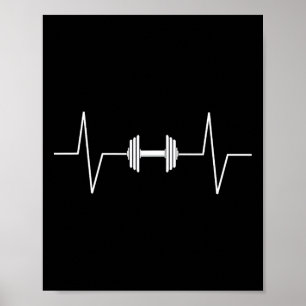 Viktande dumbbell-pulsslag Ekg Pulse Tee Gif Poster