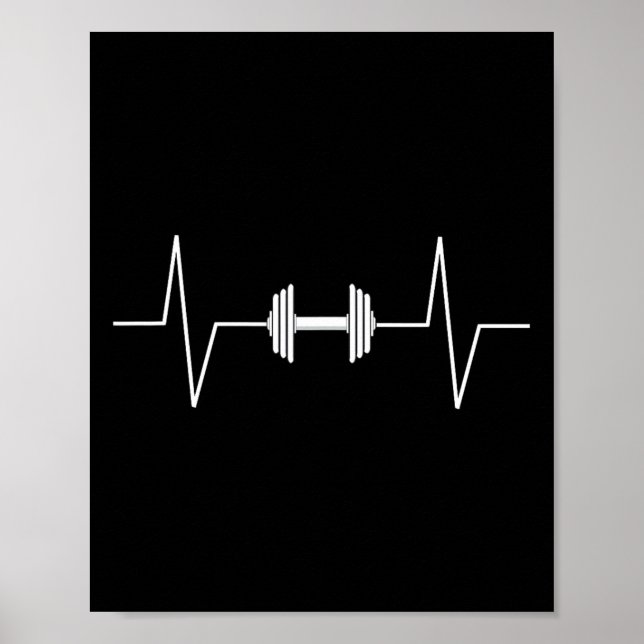 Viktande dumbbell-pulsslag Ekg Pulse Tee Gif Poster (Framsidan)