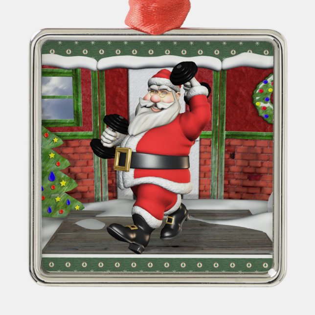 Viktande Santa Premium Square Ornament (Framsidan)