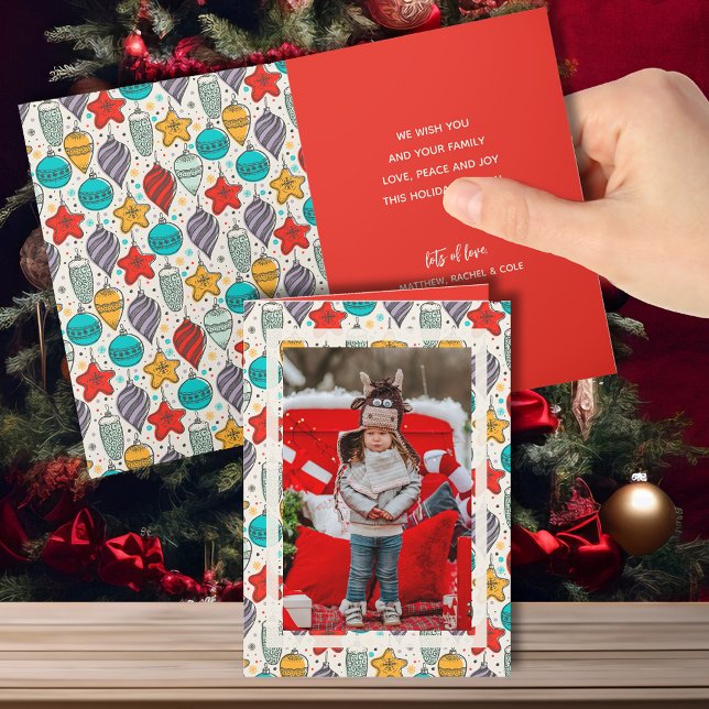 Viktat foto för prydnadsföremål under julhelgen helgkort (Your photo on the front and personal message inside of these folded Christmas greeting cards.)