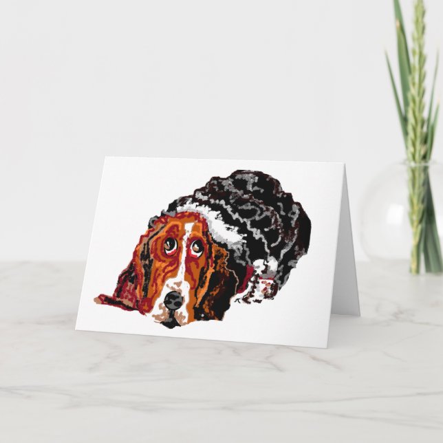 Viktat gratulationskort: BASSET HOUND HUND Kort (Framsida)